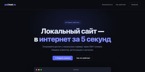 PubHost — SSH-туннели